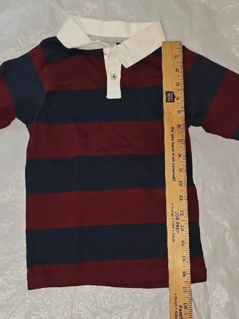 DISTORTION Boys Size 4 Collared Long-Sleeve Striped Shirt, Navy Burgundy New